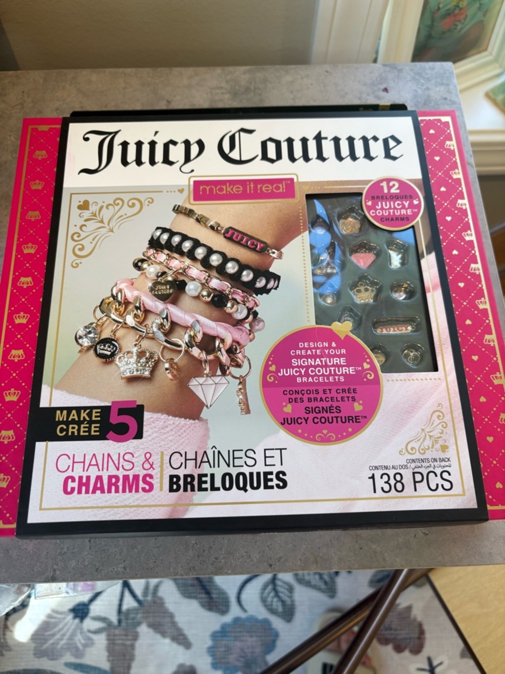Juicy Couture Pink and Gold Charm Bracelet Kit